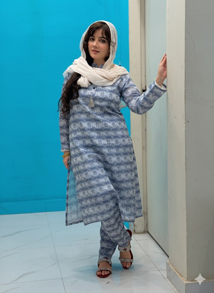 2 Pc Blue Khadar Suit