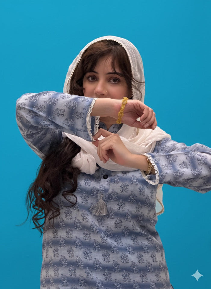 2 Pc Blue Khadar Suit