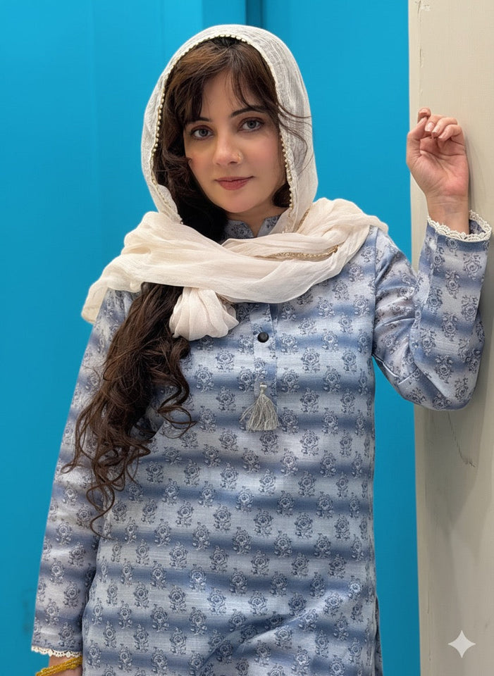 2 Pc Blue Khadar Suit