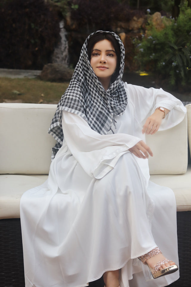 Hooram White Abaya | Elegant Modest Wear for Women | Premium Nida Fabric | Haya by Rabi