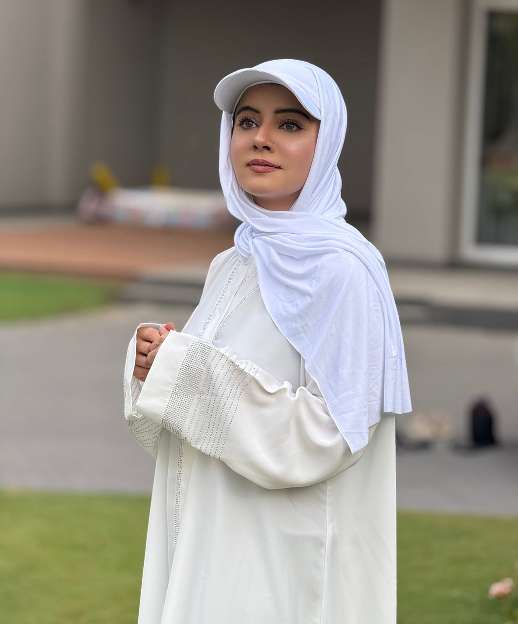 Angle White Abaya – Modest Elegance in White | Premium Nida Fabric | Haya by Rabi