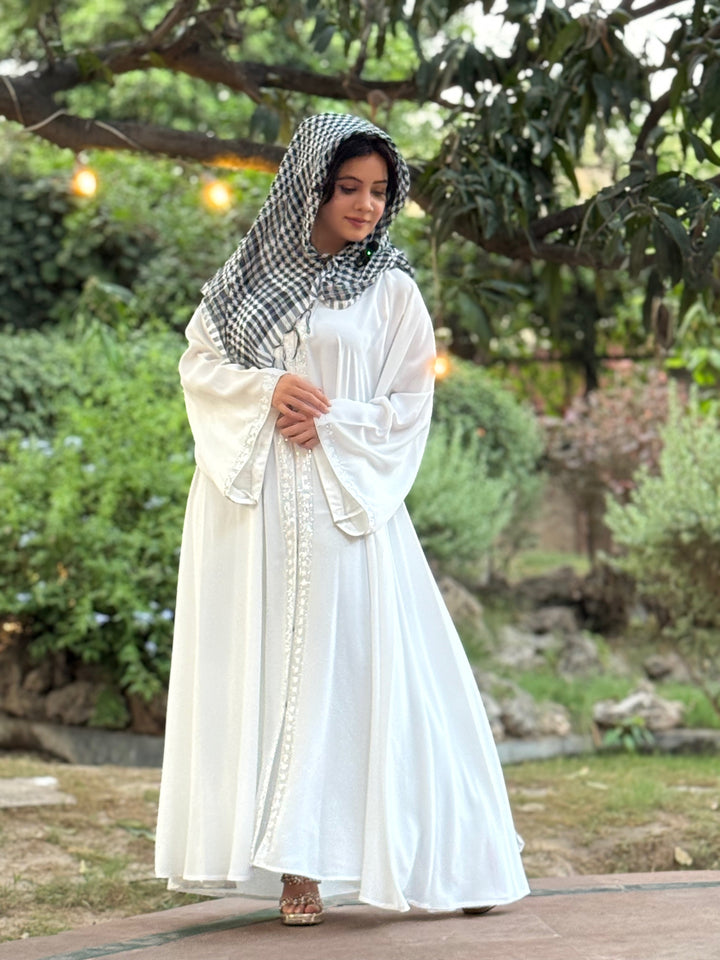 Hooram White Abaya | Elegant Modest Wear for Women | Premium Nida Fabric | Haya by Rabi